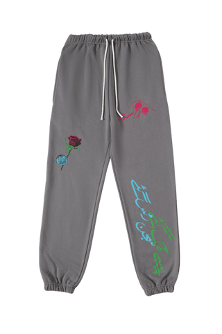 "Sajan rus gaye" handprinted smoke grey sweatpants