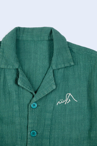 Emerald Green Acid Wash Button-Down