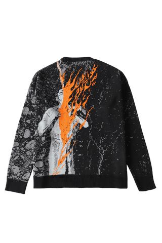 "Fire of man" jacquard knit sweater