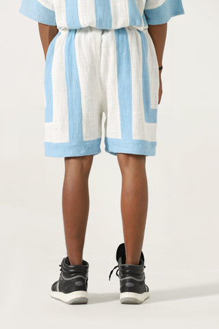 Handwoven striped cotton shorts