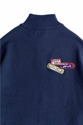 Safarnama Quarter-Zip Embroidered Sweater