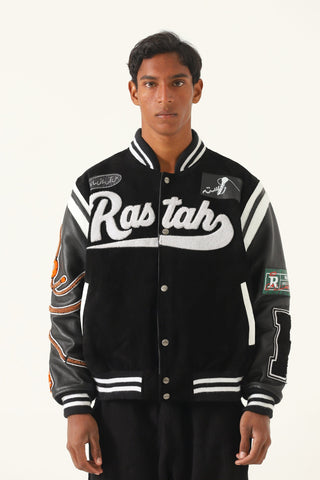 "97 paradise" suede varsity jacket