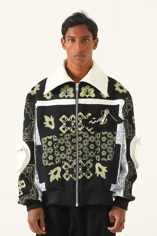 "Calabasas" block print bomber