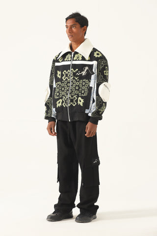 "Calabasas" block print bomber
