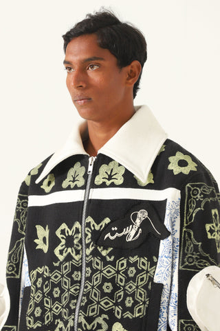 "Calabasas" block print bomber