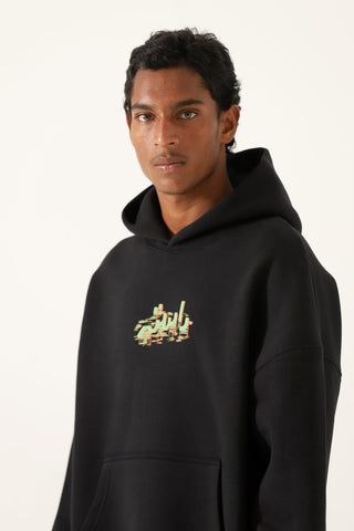 "Alien" printed patchwork hoodie