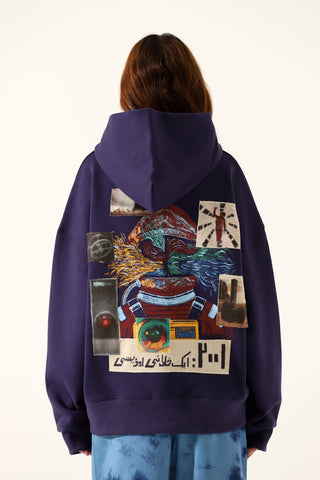 " A space odyssey" printed patchwork hoodie