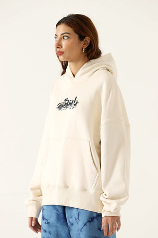 "Chinatown" printed beige hoodie
