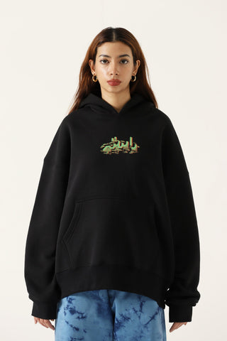 "Alien" printed patchwork hoodie