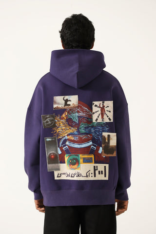 " A space odyssey" printed patchwork hoodie