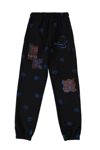 Patchwork block print sweatpants