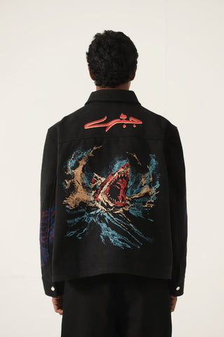 "Jaws " handwoven printed jacket