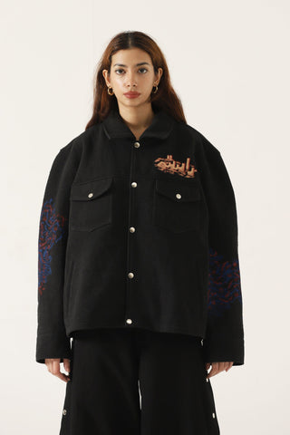 "Jaws " handwoven printed jacket