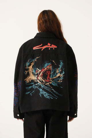 "Jaws " handwoven printed jacket
