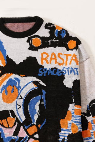 "Space travel" jacqaurd knit sweatshirt