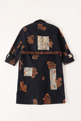 Hand block print patchwork long coat