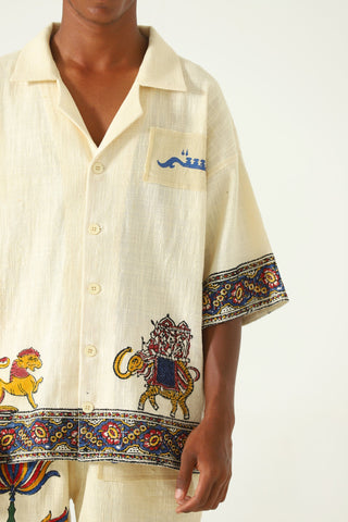 "Emperors circus" hand blockprint button-down