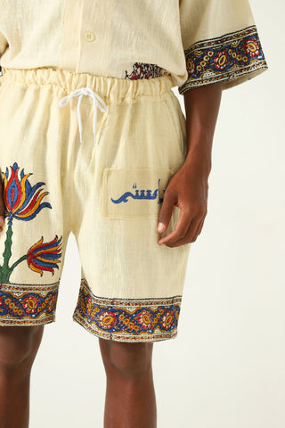 Floral handwoven cotton shorts