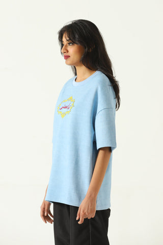 "You and I" screen print blue T-shirt