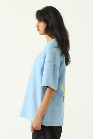 "You and I" screen print blue T-shirt