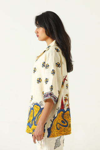 "Mountain of madness" hand painted polo