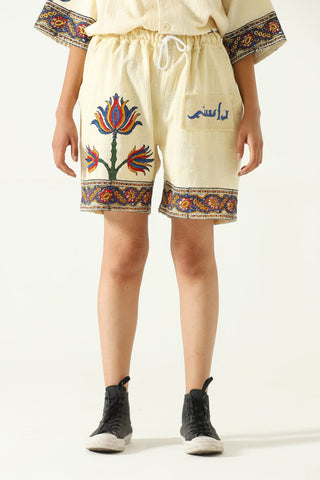 Floral handwoven cotton shorts