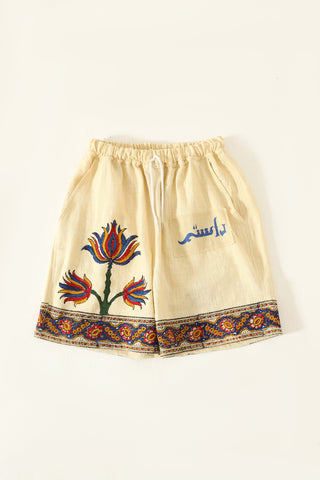 Floral handwoven cotton shorts