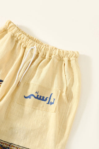 Floral handwoven cotton shorts