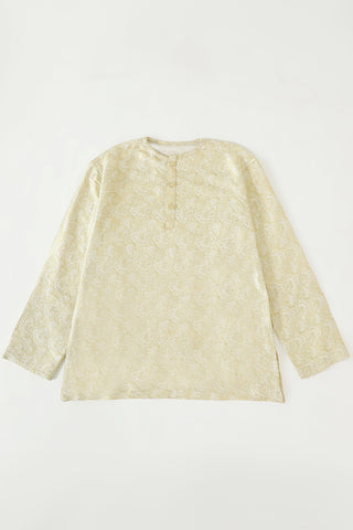 Creme silk brocade shirt