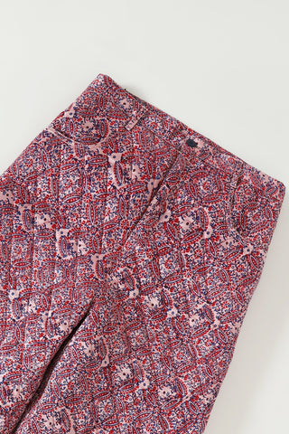 "Haveli" quilted silk block print sweatpants