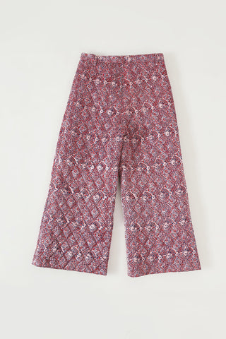 "Haveli" quilted silk block print sweatpants