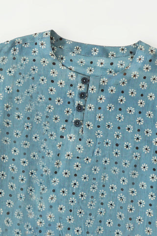 Indigo dye and block print shirt