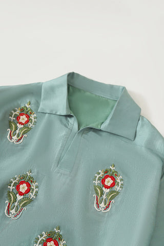 Hand-Embroidered tassels silk shirt