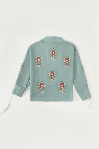 Hand-Embroidered tassels silk shirt