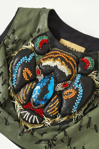 Embroidered leather top