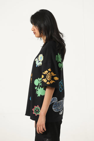 Blockprint motif T-shirt