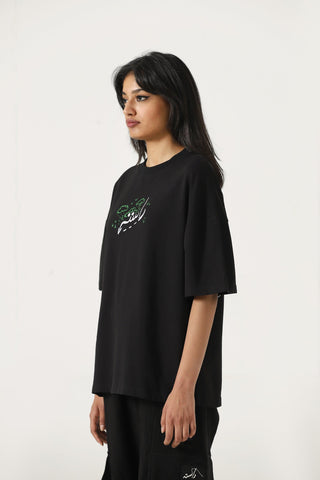 "I hate school" printed black T-shirt