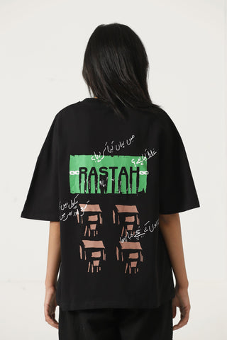 "I hate school" printed black T-shirt
