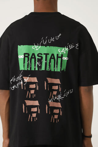 "I hate school" printed black T-shirt