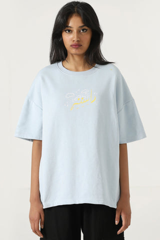 Powder blue printed T-shirt
