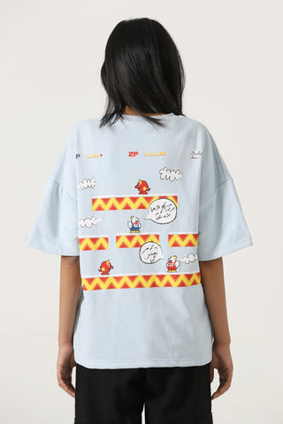 Powder blue printed T-shirt