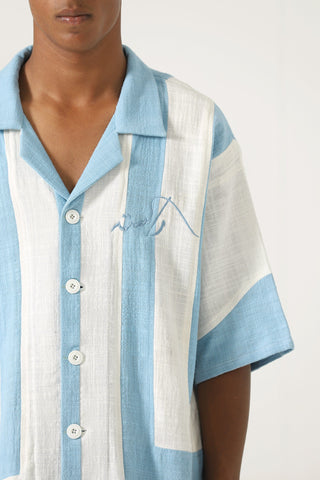 Handwoven striped cotton button-down