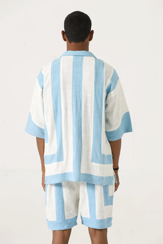 Handwoven striped cotton button-down