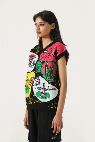 A world of color knit vest'