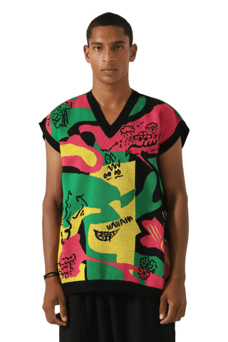 "Cartoon mind" knit vest