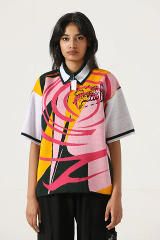 "Broken glass" knit polo