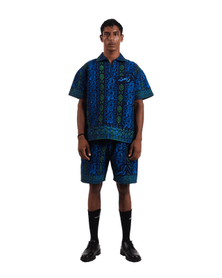"Nocturnal paisley" handwoven cotton button-down