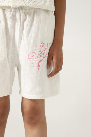Handwoven pink logo shorts