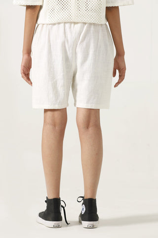 Handwoven pink logo shorts