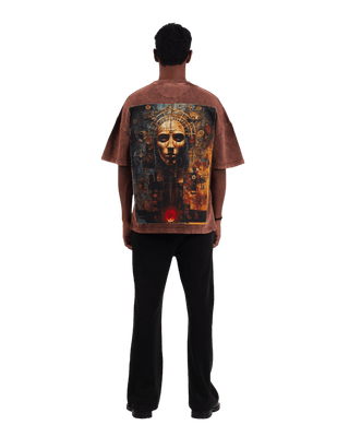 "Eternal cycle" oversized rust brown T-shirt